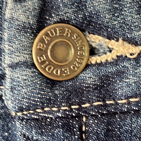 Eddie Bauer Denim Skirt 18 Medium Blue Wash Panel A-Line Front Pockets Retro. - Picture 2 of 15